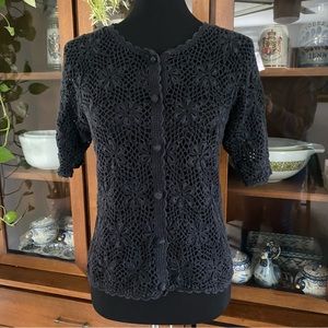 Vintage 90’s Richards Floral chunky Open Knit Cardigan